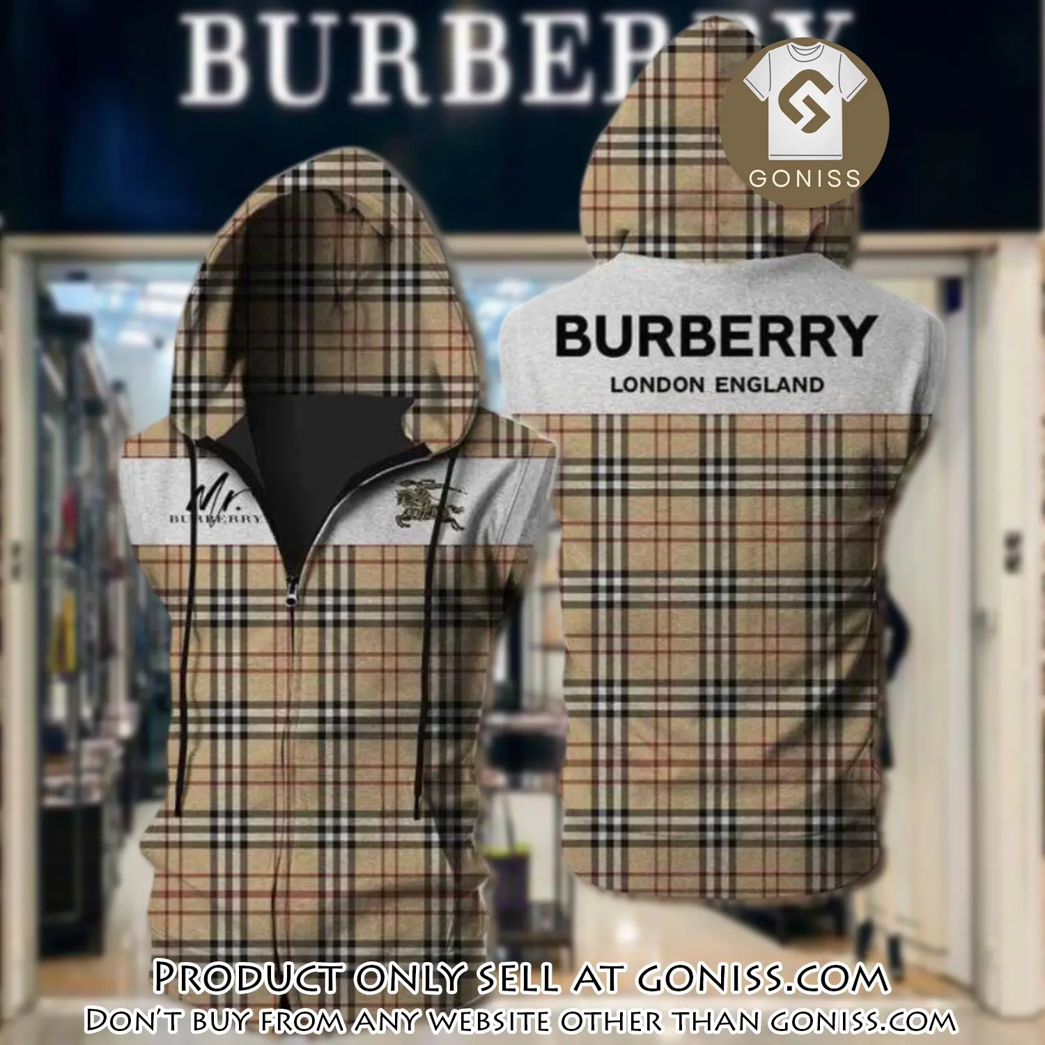 Burberry unisex sleeveless zip up hoodie luxury for men women szh001 gn0620317